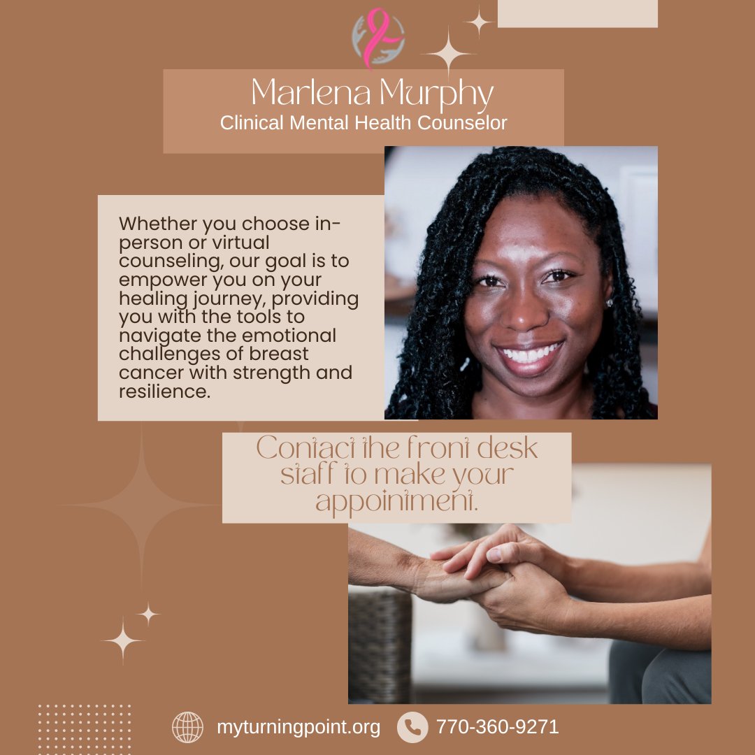 Marlena Murphy is our counselor for our downtown Atlanta location. Join Marlena today to take the first step towards emotional healing and well-being. Together, she can help navigate this journey with courage, hope, and support