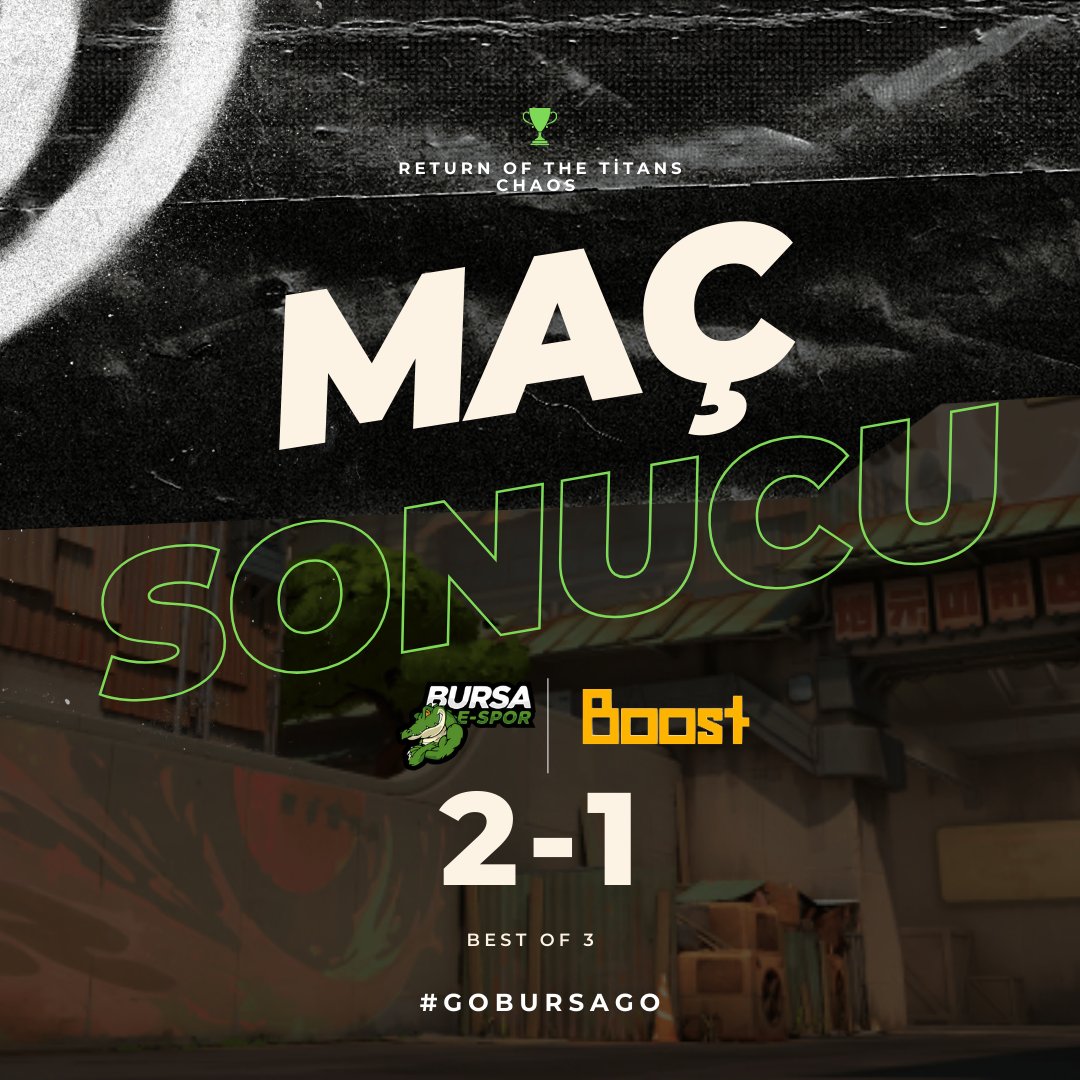 ⚔️Return of The Titans Chaos turnuvası lower bracket karşılaşmasında @boostesportcom ekibini 2-1 yenerek üst tura geçiyoruz!

Oyuncularımızı ve rakip takımı tebrik ederiz. 💚

😈Üst turda görüşmek üzere!