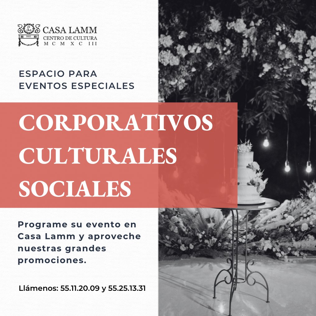 ¿Estás buscando un lugar para realizar un evento?

Casa Lamm abre sus puertas para tus eventos. Aprovecha nuestro plan de promociones.

¿Necesitas más información? Déjanos tus datos y nos comunicaremos contigo. Entra a casalamm.com.mx/eventos-especi…

#EventosLamm #CDMX #Eventos #México