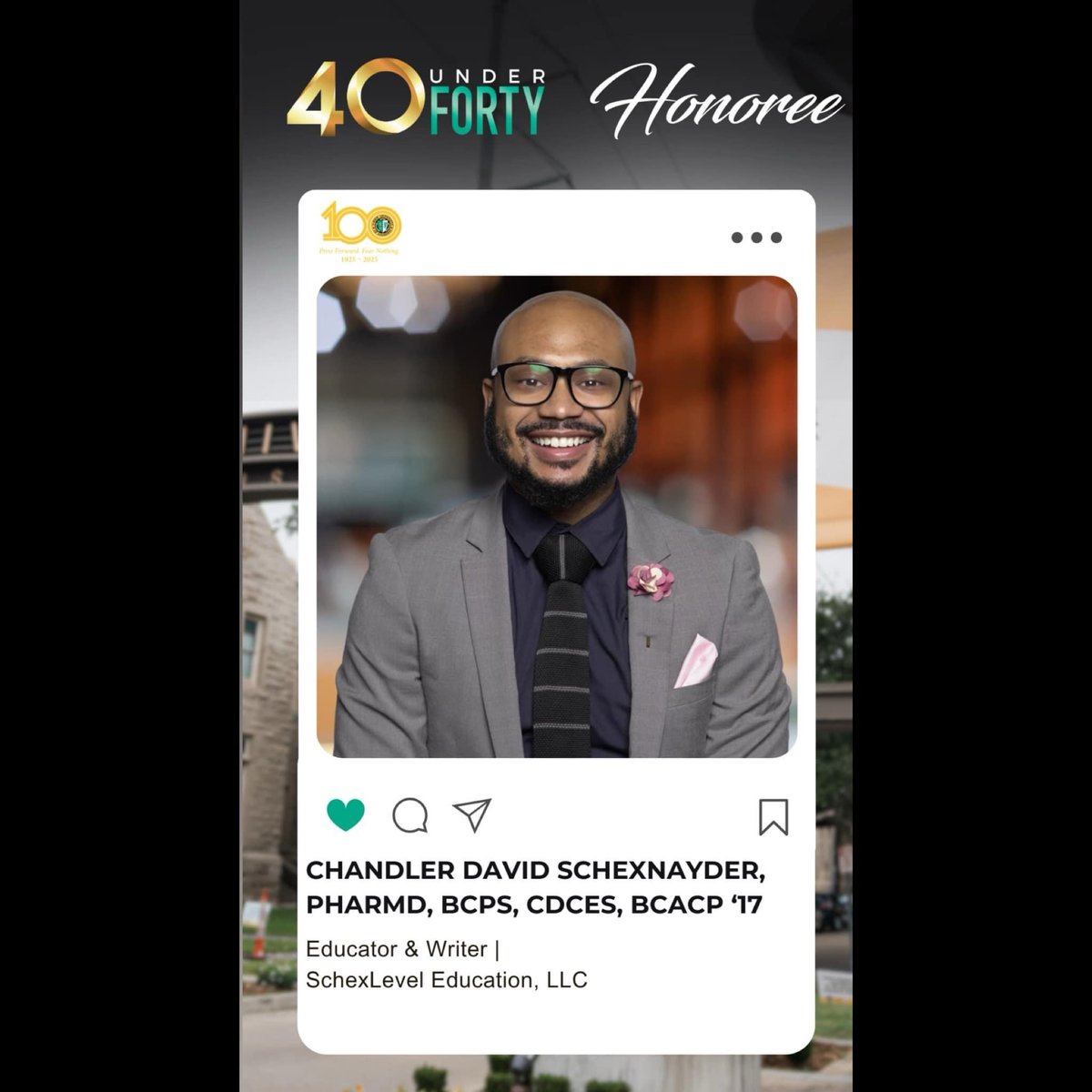 This means the world to me because Xavier prepared me for the world. 🌎

Truly grateful for this honor and to stand on the shoulders of giants that came before me and be a ladder for those up next. 📈

Thanks, XU! <a href="/XULA1925/">Xavier Univ. of LA</a> 
#AtEveryStage #SchexLevel