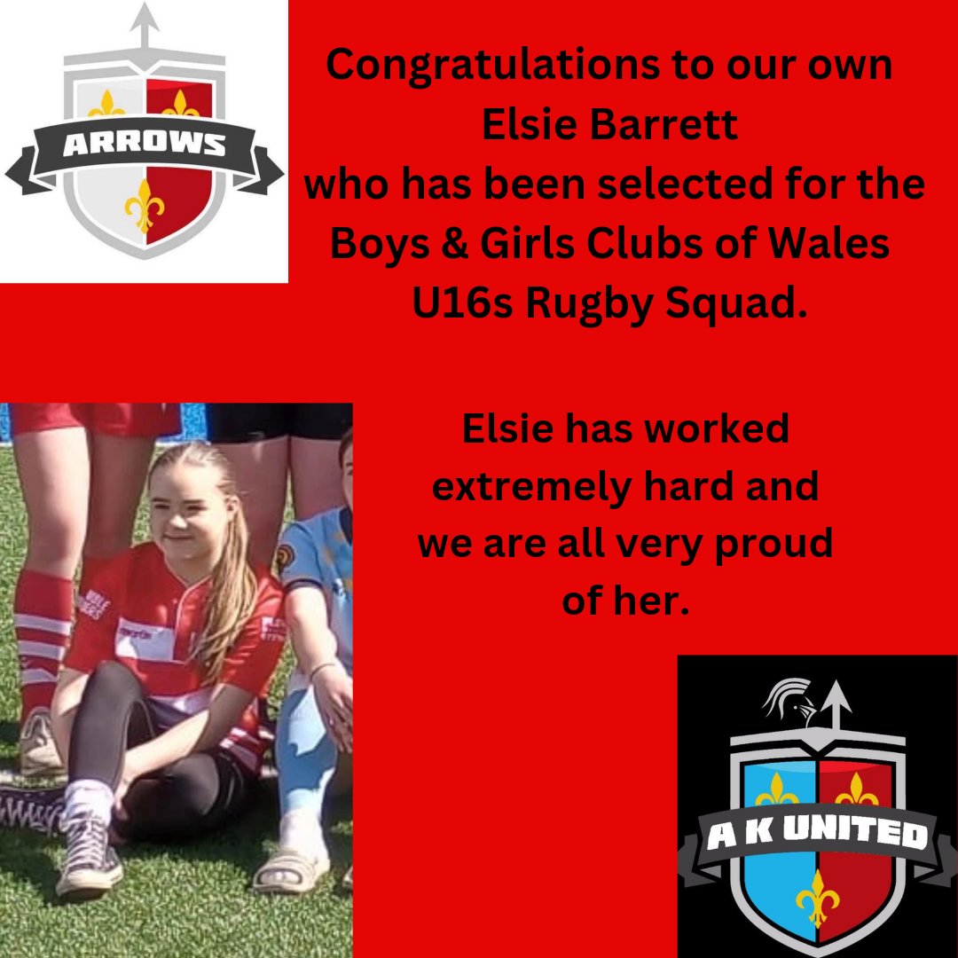 RugbyArrows's tweet image. Congratulations Elsie 🏹🏉💪❤️🤍 @BGCWales