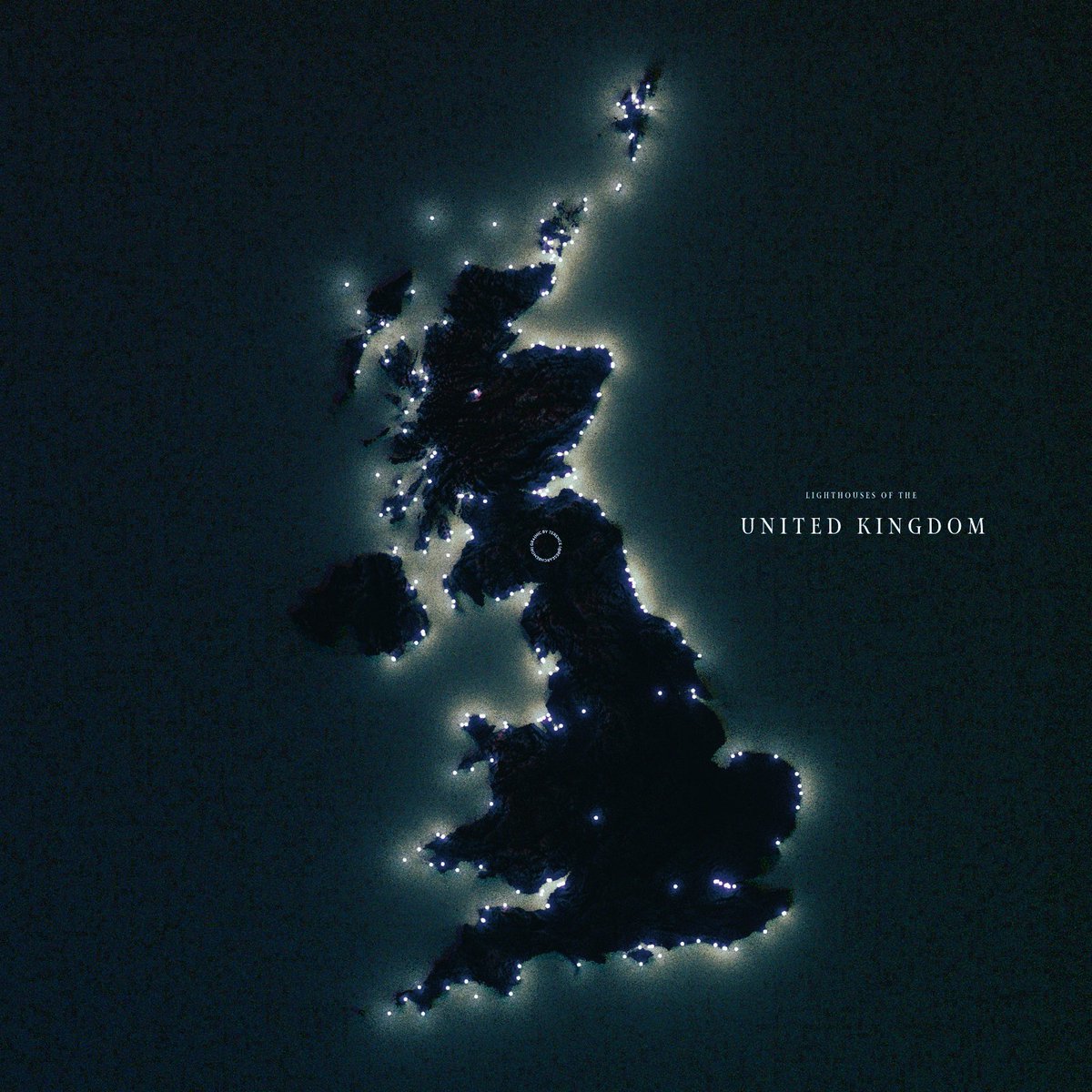 Lighthouses of the United Kingdom. I rather like how this turned out. And it didn't take 42 hours. 😅 #rayshader adventures, an #rstats tale