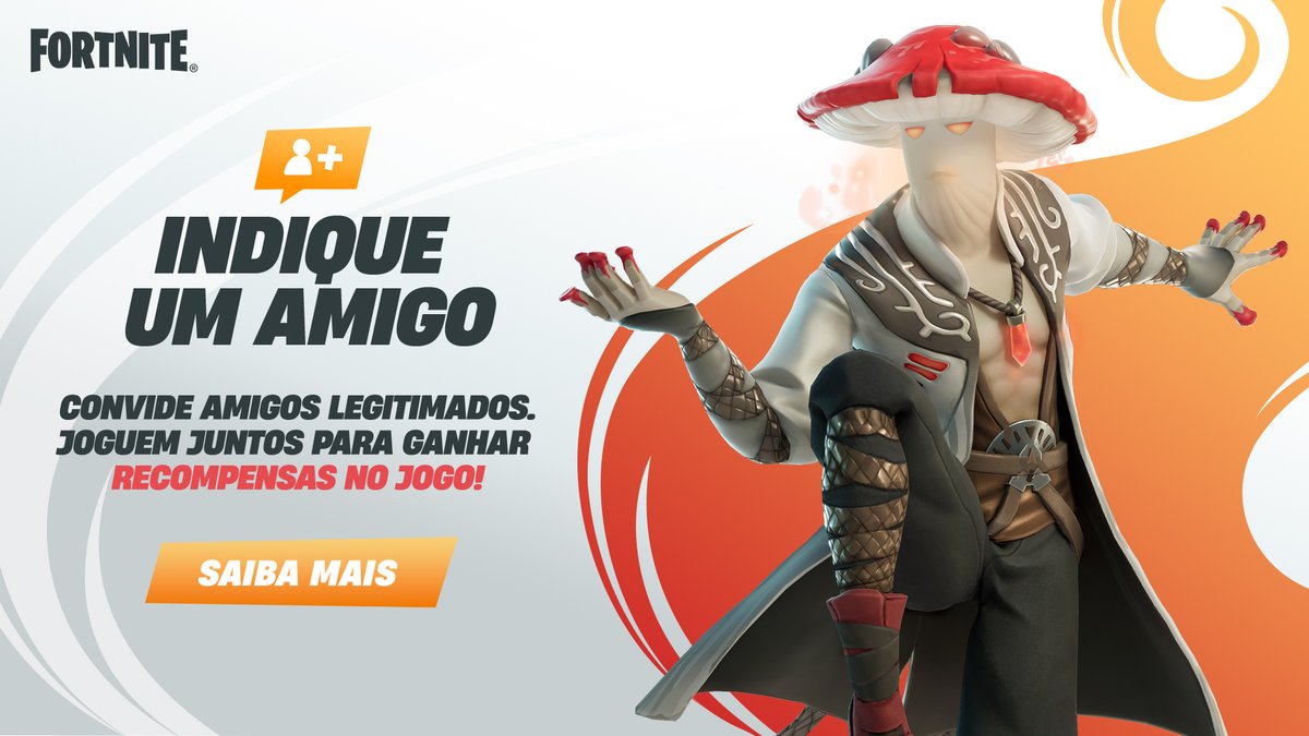 Brasil_Fortnite's tweet photo. Jogue com os amigos e ganhe recompensas no jogo 🎉

A partir de hoje até 9 de janeiro de 2024, não perca a chance de se inscrever no Indique um Amigo! Convide amigos elegíveis e complete desafios para ganhar recompensas, incluindo o traje Cogu Mello!

🔗: https://t.co/b26j6Y8qYM https://t.co/9Fyb1Ze1YJ