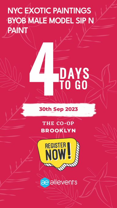 NYC  EXOTIC PAINTINGS BYOB MALE MODEL SIP N PAINT  Date: Sat, Sep&nbsp;30 &bull; 7:00 PM&nbsp;EDT  Location: 168 Ralph