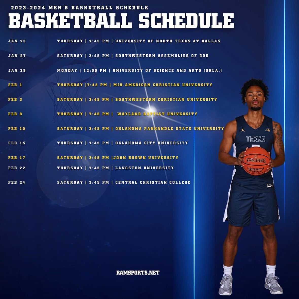 2023-2024 Texas Wesleyan University MBB Schedule!