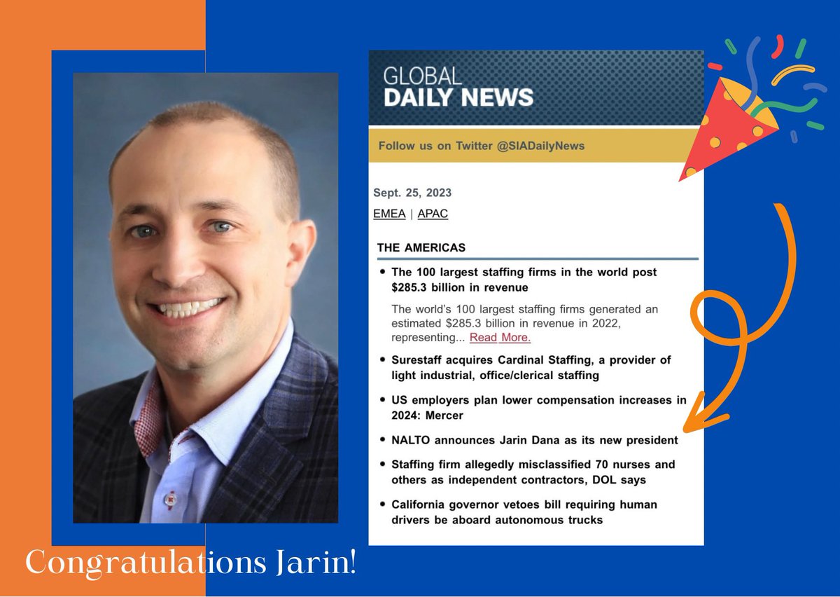 FusionHCS's tweet image. Congratulations Jarin on making headlines as NALTO’s official new president! NALTO is lucky to have your sophistication and expertise. Fusion is even more fortunate to have you here. 

We look forward to supporting you this week at NALTO! 🎉