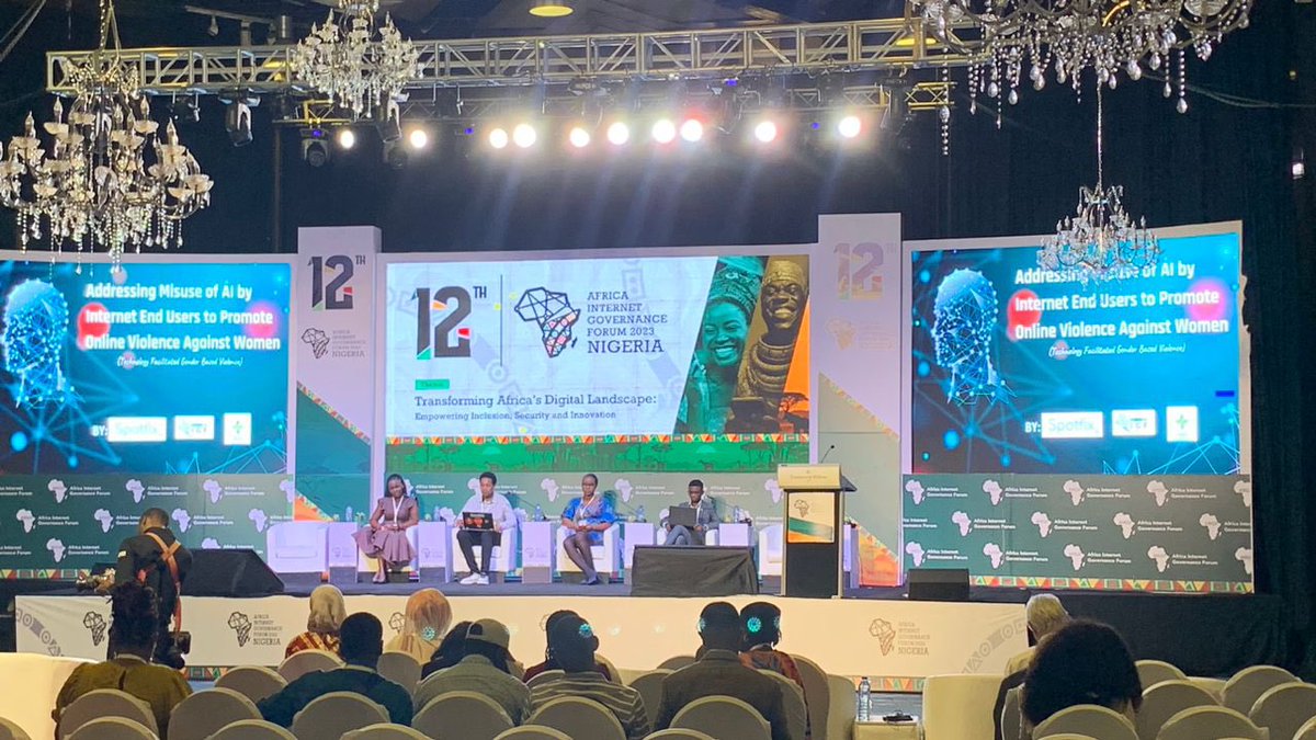 I had the  privilege to speak at the 12th Africa IGF in Abuja, Nigeria, on a topic: 'Addressing Misuse of AI by internet end users to promote online violence against women.' Technology can empower, but it can also be misused. #AfricaIGF2023 #AIforGood #OnlineSafety