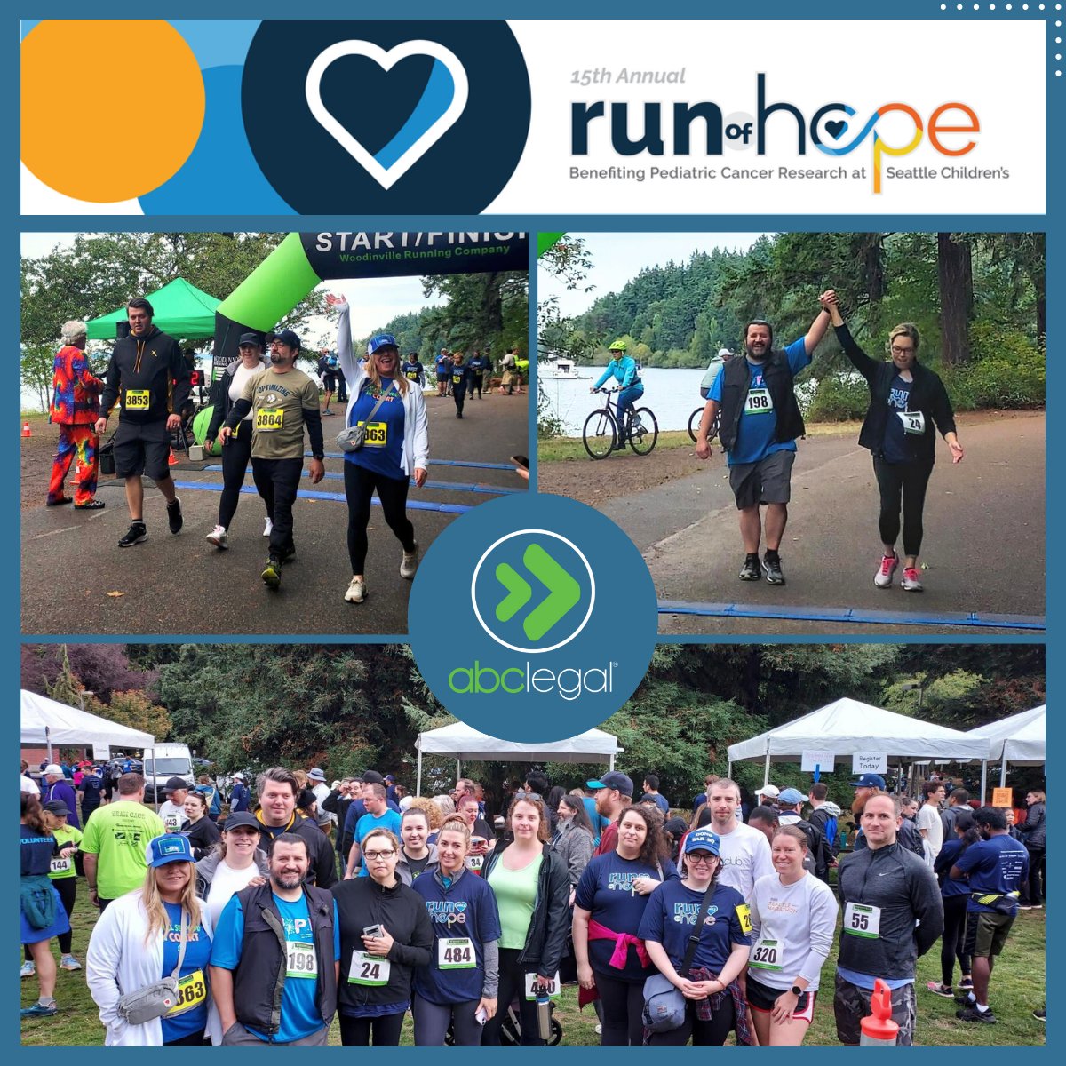 abclegal's tweet photo. Our team came together for the @RunofHope to support childhood cancer research at @seattlechildren and rally for a cause that touches the hearts of so many. 🎗️ Thank you to everyone who joined us! 👏
#runofhope #communityevent https://t.co/54wgLZccw4