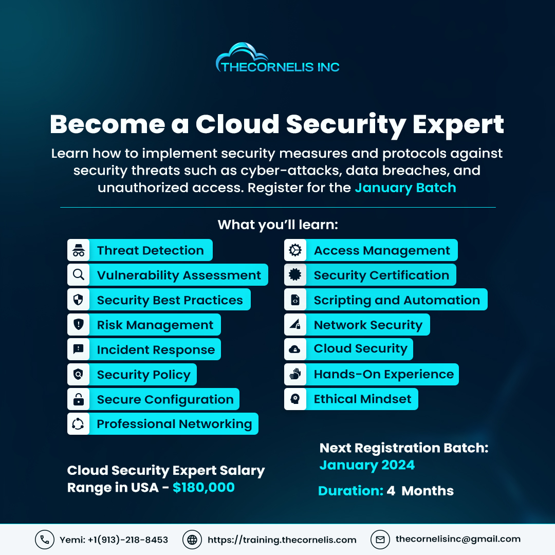 Join Us on the Journey

Register Here: training.thecornelis.com/join/

Register for the free Linux Training: forms.gle/L9LivbVaCcKXY2…

#CloudSecurityExpert, #CloudSecurityTraining, #CybersecurityCareer, #CloudSecurityCertification, #CloudSecuritySkills, #SecureYourFuture, #CloudSecurit