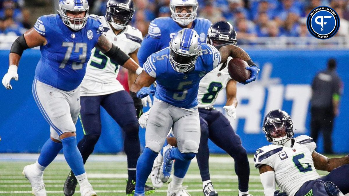 SleeperNFL's tweet photo. Lions HC Dan Campbell said he's "starting to feel pretty good” about David Montgomery (thigh) returning for TNF against the Packers, per @TomPelissero https://t.co/hheeto9PO7