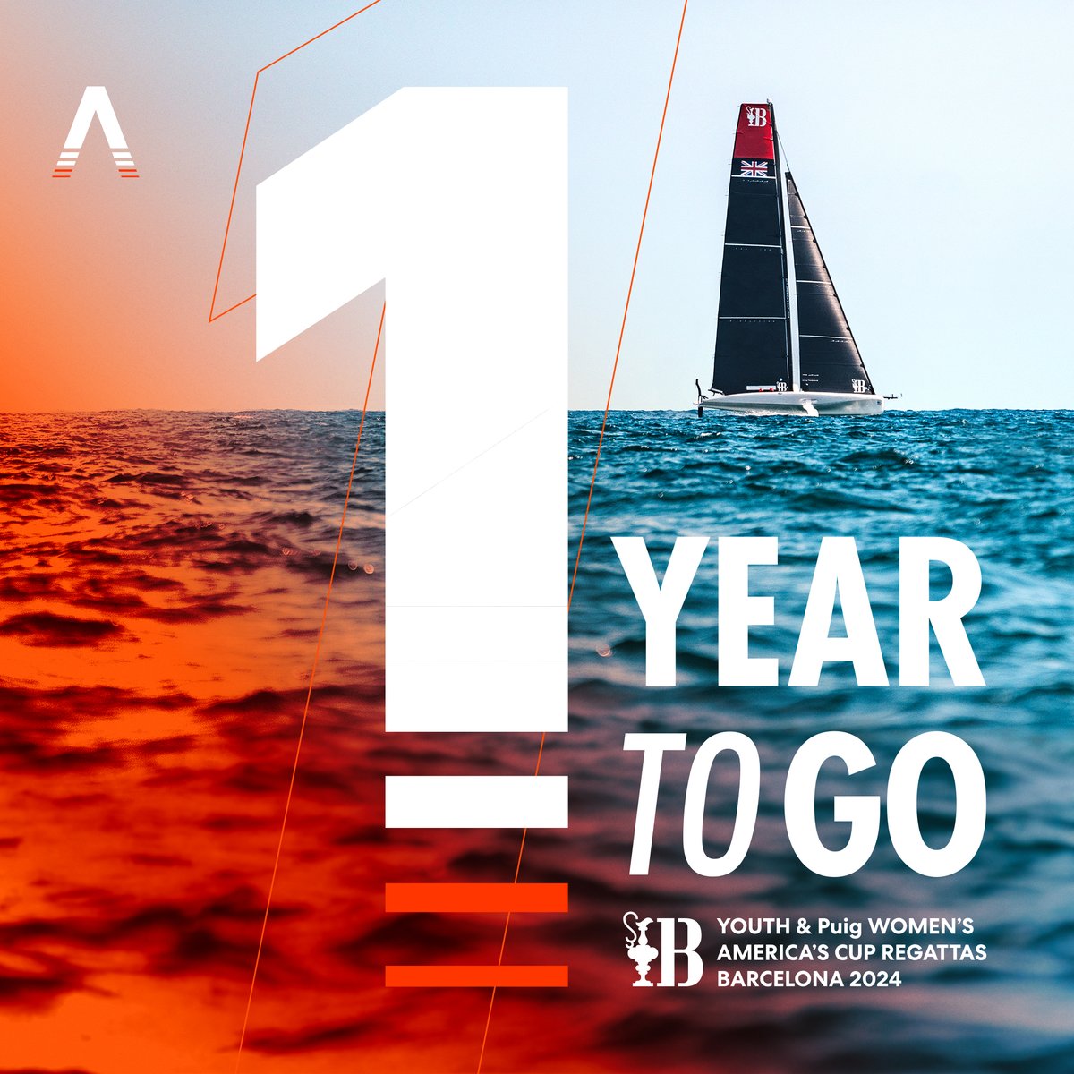 One year to GO! Until the Americas Cup Youth Regatta kicks off in Barcelona 💥 We cannot wait 👊 #WomensandYouthAC #AC37