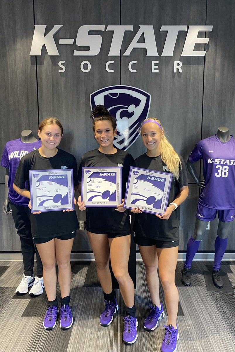 K-State Soccer (@kstatesoc) on Twitter photo Congrats to our Players of the Week from Week 6 of the Regular Season!
Offensive: <a href="/andramohler/">Andra Mohler</a>
Defensive: <a href="/maddie_weichel/">Maddie Weichel</a>
Game Changer: Morgan Struttmann Congrats to our Players of the Week from Week 6 of the Regular Season!
Offensive: <a href="/andramohler/">Andra Mohler</a>
Defensive: <a href="/maddie_weichel/">Maddie Weichel</a>
Game Changer: Morgan Struttmann