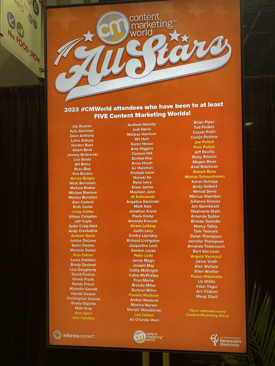 What’s up, @CMIContent #CMWorld #CMWorld23 All-Stars!

The folks in yellow haven’t missed one! 

@MarketMuseCo