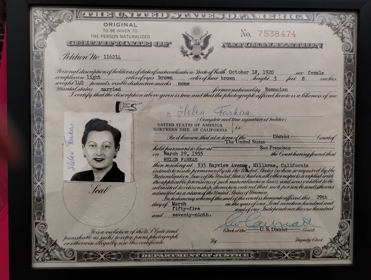 FarkasMemorial's tweet photo. In 1955 after surviving the #Holocaust in #Auschwitz, the Soviet invasion of Romania, and years as displaced persons Helen became a naturalized citizen of the USA. My family's gratitude for their difficult journey is a daily reminder of the power of the human spirit. https://t.co/7ty2BI0gx7