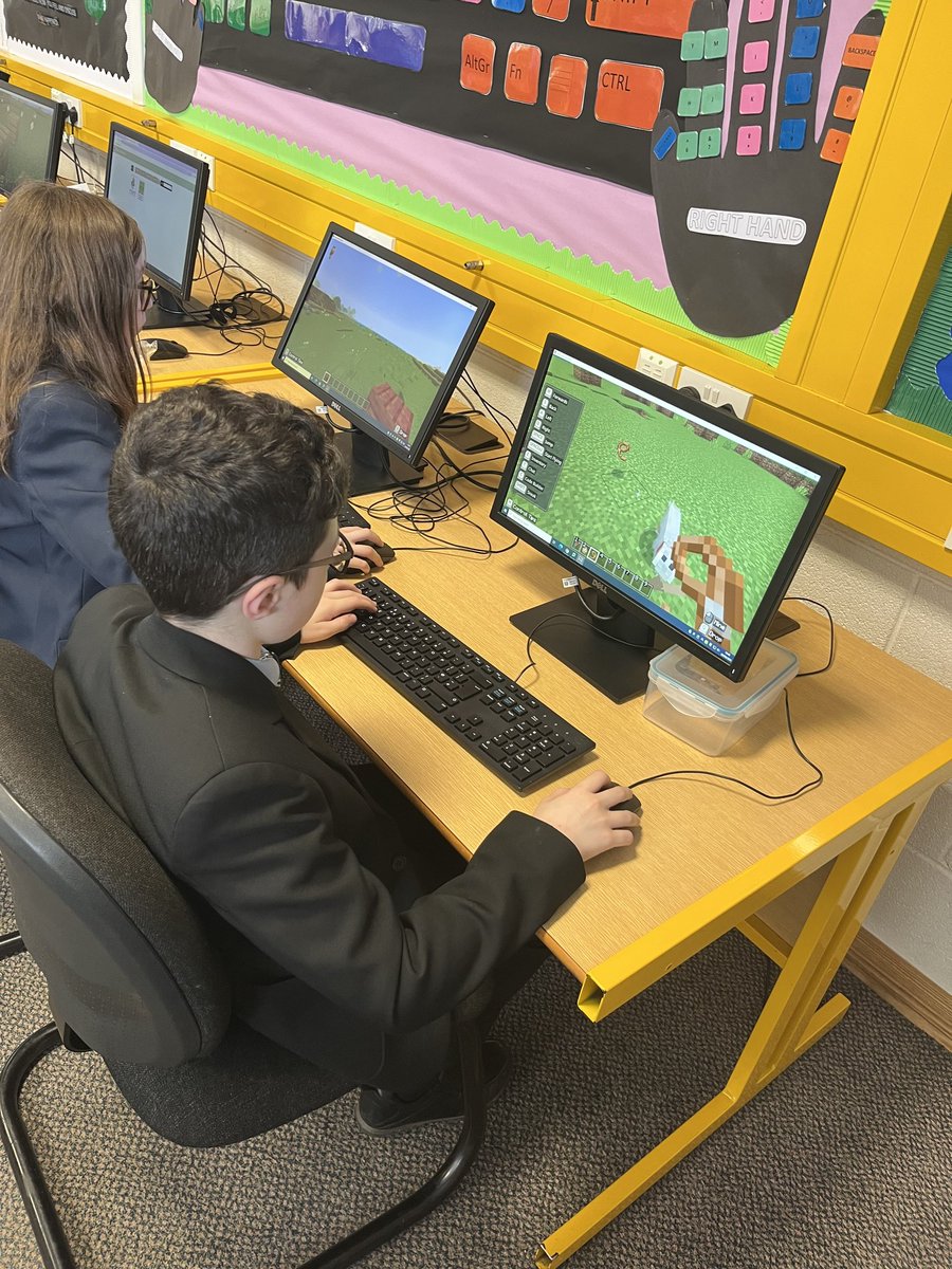 SPCICT's tweet image. Year 8 code club well underway in the St Mary building. Pupils getting to grips with Minecraft and collaborating in their world 🌎. Thank you to Mr Lynch @StPatsMaghera
#coding
#blockcoding