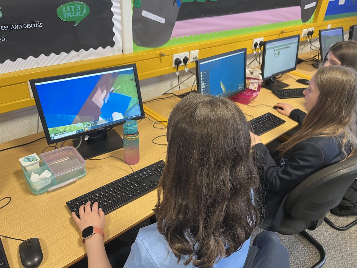 SPCICT's tweet image. Year 8 code club well underway in the St Mary building. Pupils getting to grips with Minecraft and collaborating in their world 🌎. Thank you to Mr Lynch @StPatsMaghera
#coding
#blockcoding
