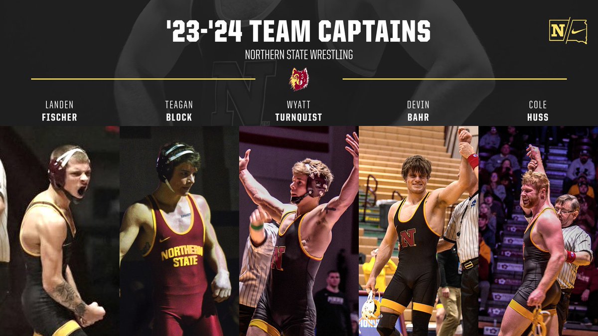 nsuwolves_wr's tweet photo. As voted on by the team, here are the ‘23-‘24 captains for Northern State Wrestling! #GoWolves #OnTheHunt https://t.co/DI60zOSGQu