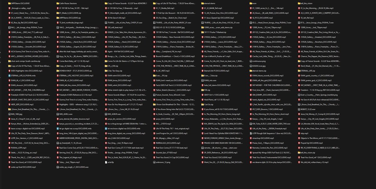 rapoutcontext's tweet photo. De ontem para hoje foram vazadas +100 músicas inéditas do Kanye West

Diversos álbuns, uncluindo a versão de Jesus Is King que ele produziu junto com o Dr. Dre

Um dos maiores vazamentos da história da música, bizarro https://t.co/jFgEp2hjyX