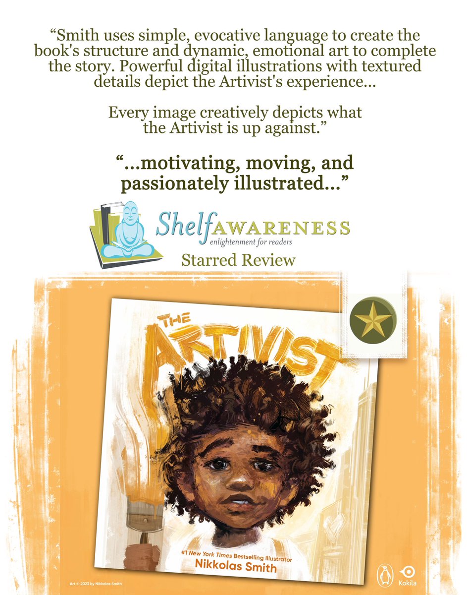 4NIKKOLAS's tweet photo. ๐คฉAnother STAR! This one is from @ShelfAwareness
๐๐พ๐โจ thank you so much for this beautiful review!
Full review >> https://t.co/UIH0SLa6U9
Get your copy of The Artivist today! ๐โจ
https://t.co/V57aUIyras
โญ๏ธโญ๏ธโญ๏ธ
#TheArtivist #KidLit #PW #fREADom #Art #Activism #Artivism https://t.co/mokpsDATtr