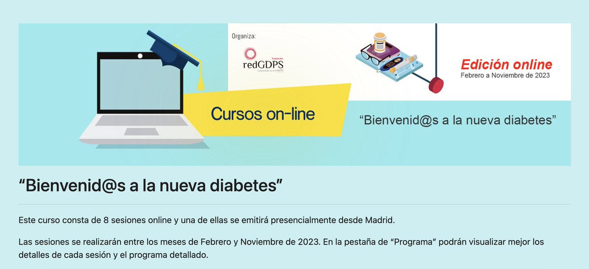 redGDPS's tweet photo. 🔰Recuerda que mañana a las 18h continuamos con la sexta sesión del Curso Bienvenidos a la Diabetes de #RedGDPS
⭕️Nos guiarán los dres. @Ane_Urbina @FranAdanGil y #Mediavilla
🙌Te esperamos
https://t.co/Y8Rg7FydK4 https://t.co/cKWmbxNqpR