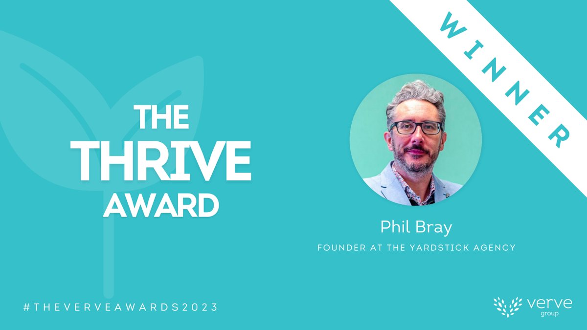 A big well done to The Thrive Award winner - @philbray73 from <a href="/yardstickagency/">The Yardstick Agency</a> 🌱

This award represents The Verve Group’s first key mission: to support financial services firms to grow and thrive as the industry develops.

#Evolution2023 #TheVerveAwards2023