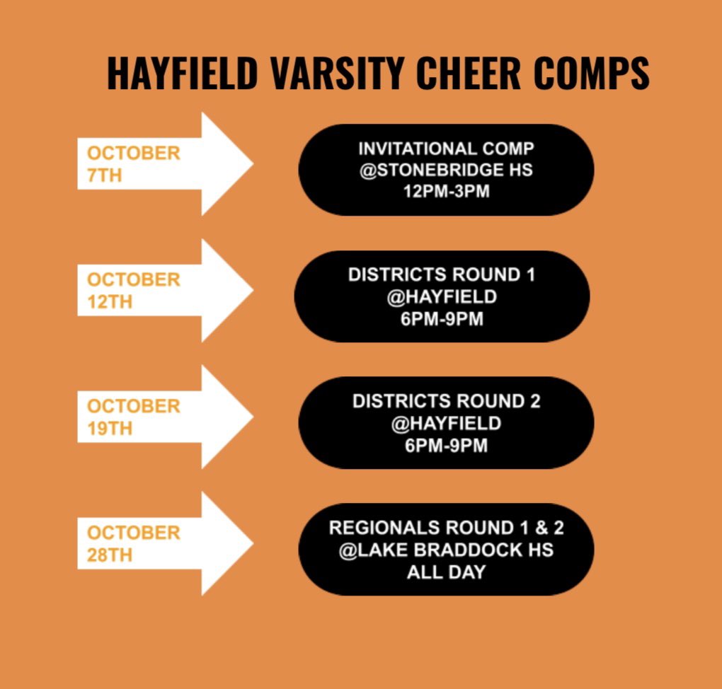 Hayfield Athletic Leadership (@hayfieldathlead) on Twitter photo Mark your calendars now to support our Cheer team this season at their competitions. <a href="/hayfieldsports/">Hawktivities</a> <a href="/HayfieldCheer/">Hayfield Cheer</a> <a href="/HHypesquad/">HAWK NATION</a> Mark your calendars now to support our Cheer team this season at their competitions. <a href="/hayfieldsports/">Hawktivities</a> <a href="/HayfieldCheer/">Hayfield Cheer</a> <a href="/HHypesquad/">HAWK NATION</a>