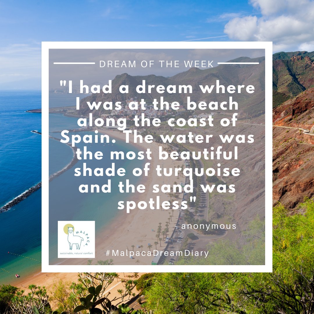 Dreaming of serene shores and crystal-clear waters! 🏖️💭 Our latest dream adventure took us to the stunning Spanish coastline, where turquoise waves danced on pristine sands. Have you had any dream getaways lately? 🌊🌞 
.
.
#MalpacaDreamDiary #BeachDreams #CoastalEscape🌴
