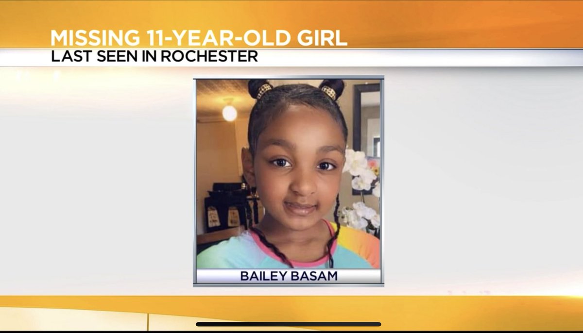 The Rochester Police Department is looking for 11-year-old Bailey Basam who was reported missing Saturday night from Rochester, NY.  
#missingchild #MissingChildAlert #Rochester