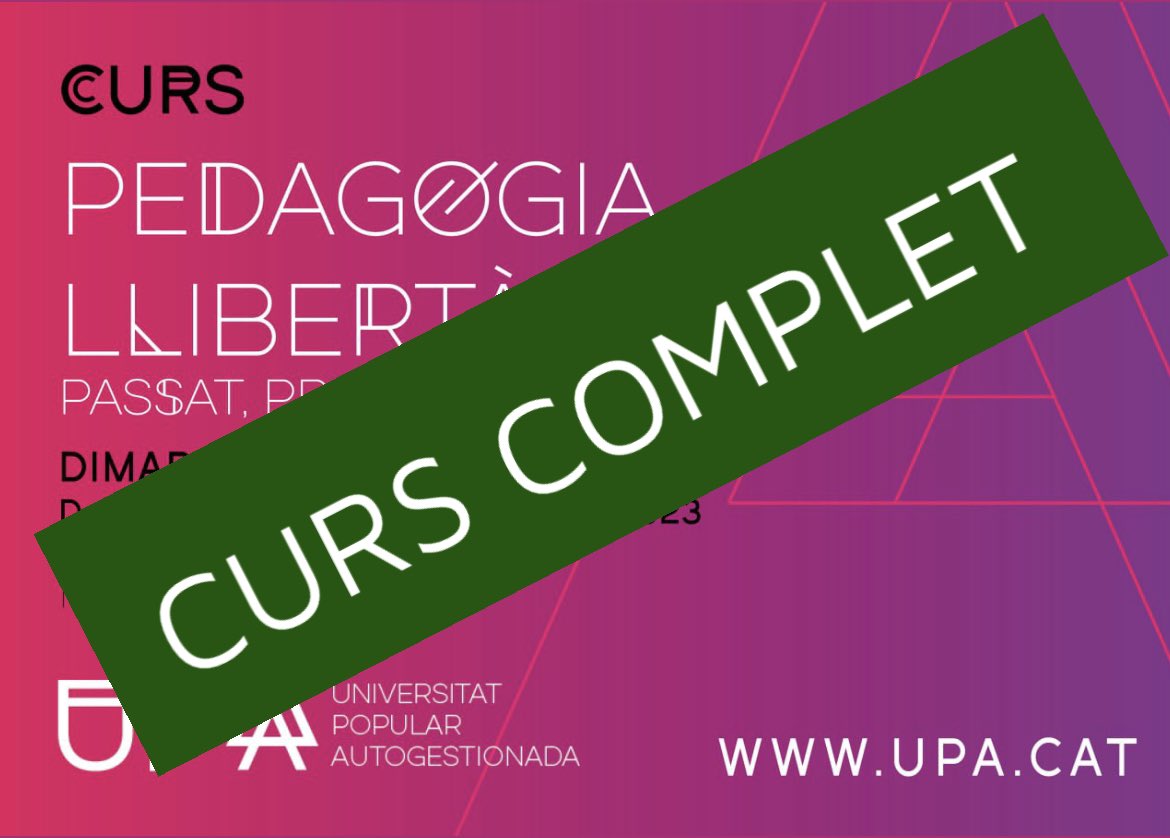 🔴 INSCRIPCIONS TANCADES🔴 Estem molt contentes de la bona rebuda que ha tingut el curs de #pedagogiallibertària🔥Moltes gràcies a totes les inscrites i les que heu col·laborat en la difusió!! Ens veiem el 24 d'octubre a <a href="/_Aldarull/">Llibreria Aldarull</a> ✊🏿✊🏾✊🏽