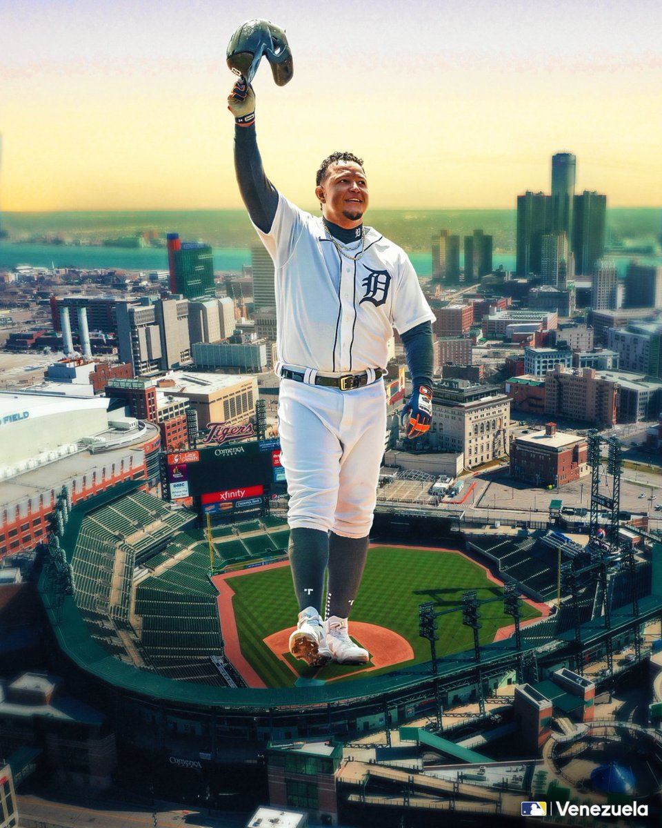 MLBVenezuela's tweet photo. ¡El Papá de los Helados! 👏 Por última vez en casa, Detroit. #GraciasMiggy https://t.co/NsUpU5uNxA