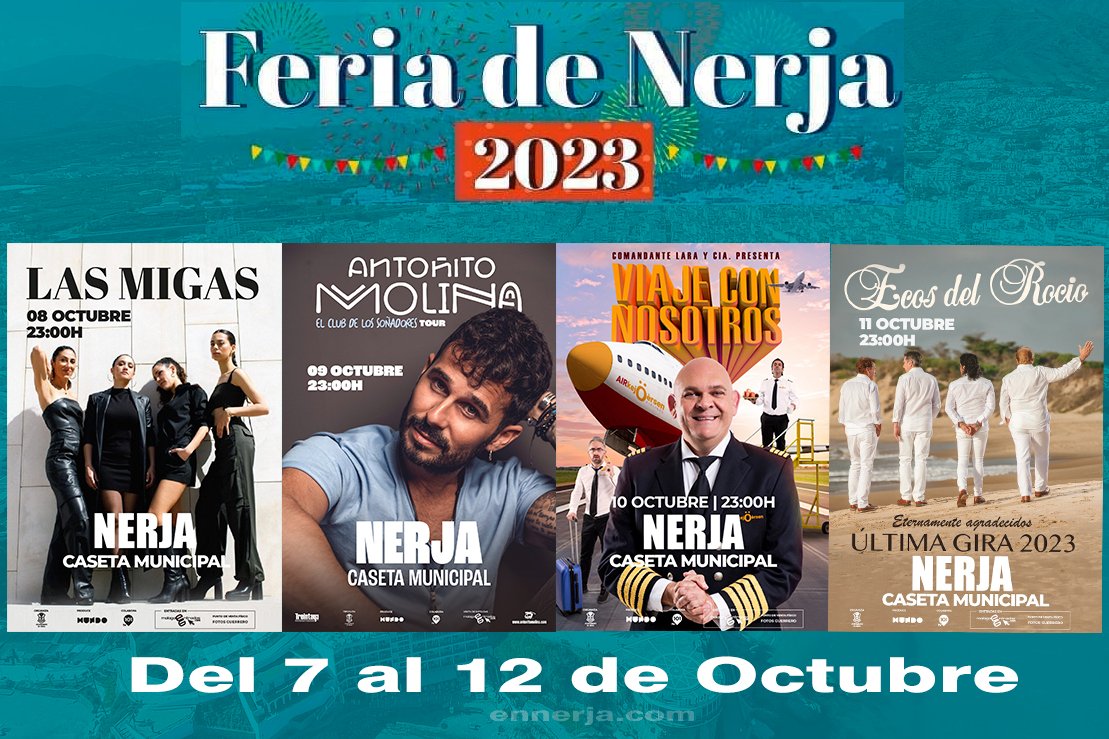 ennerja's tweet image. Mira quien viene a la Feria de Nerja. 🤩🎡🎙🎼
Actuaciones de la #FeriadeNerja2023 que empieza el día 7 hasta el 12 de octubre.
#nerja #eventosenerja #Espectaculos #ennerja  

ennerja.com/noticias/actua…