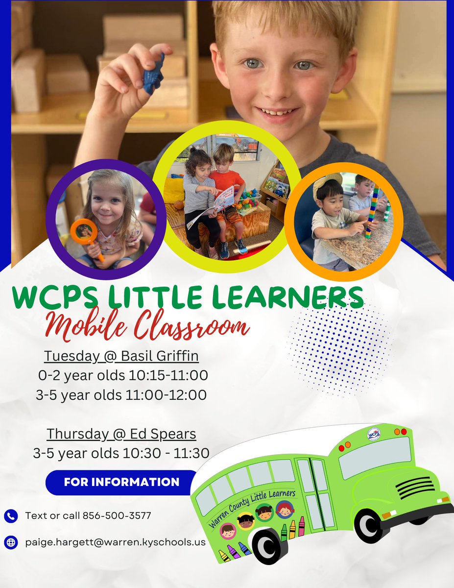 We are very excited to see our Little Learners friends as our new schedule begins on October 10. 
      We'll see you on the green bus! 😃