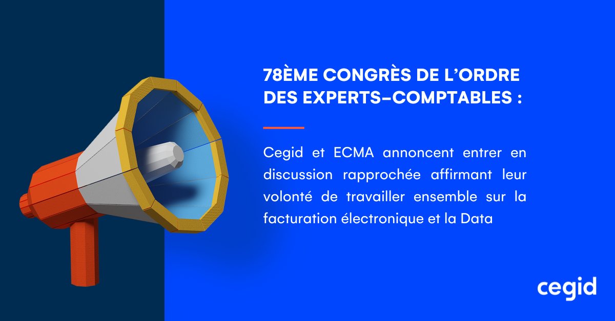 Cegid et ECMA annoncent entrer en discussion rapprochée affirmant leur volonté de travailler ensemble sur la facturation électronique et la Data. + d'infos : cegid.com/fr/presse/78em…