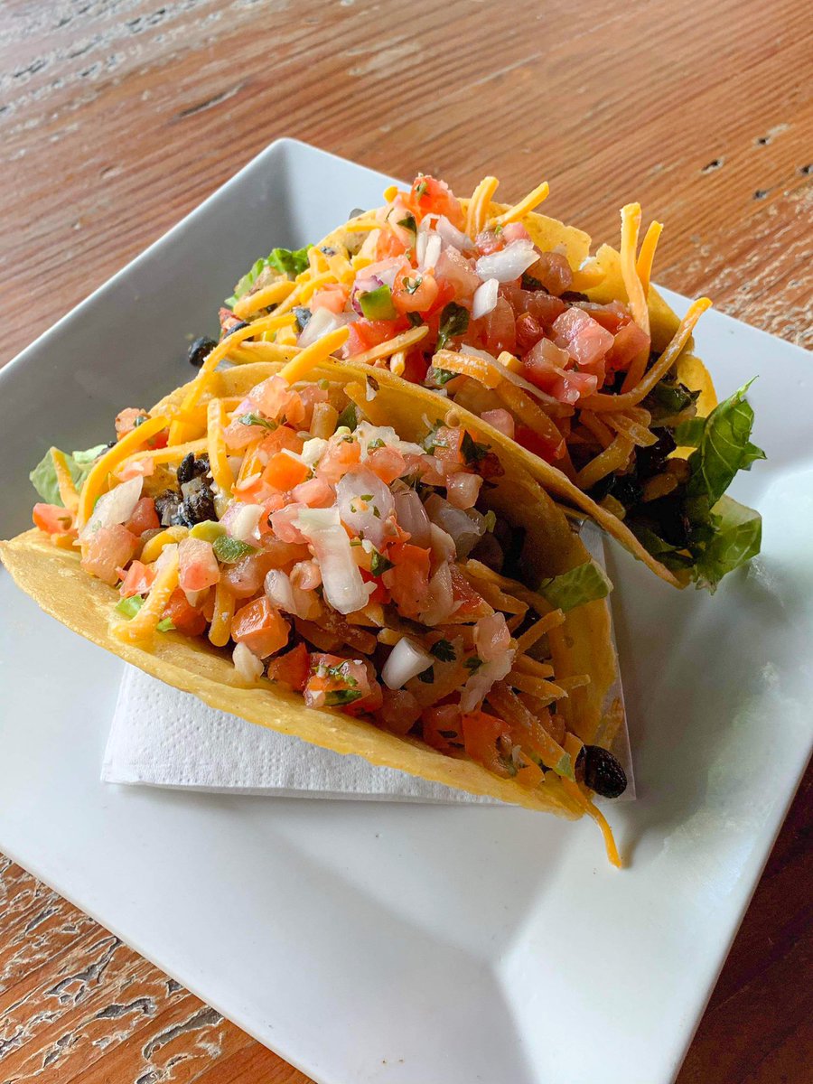 🌮Taco Tuesday🌮
Southwest Taco Time!! 
A blend of black beans, onions, bell peppers and corn seasoned to perfection. Topped with cheese and pico! 
Vegan cheese is also an option! 
2 for $8!