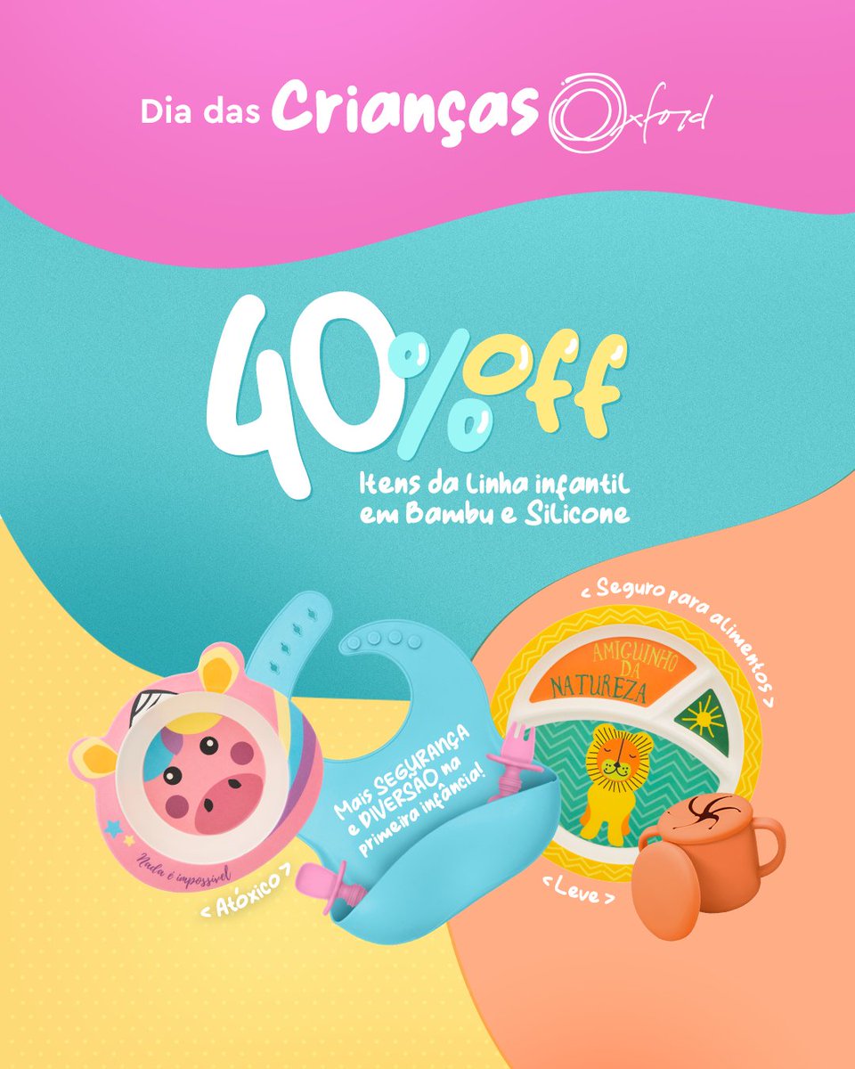 Uma celebração antecipada! 🍭 Começou a promoção de Dia das Crianças, com 40% OFF em todos os itens das linhas Bambu e Baby! Incrível, né? Aproveite! ☺️