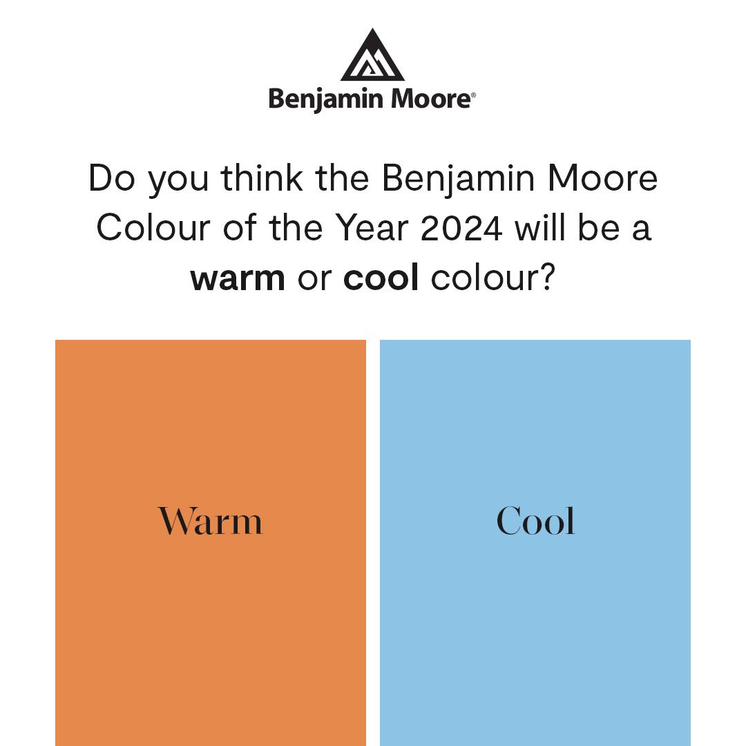 The Benjamin Moore Colour of the Year 2024 will be announced soon, but first, we want your guesses! Will it be a warm or cool colour? Tell us what you think in the comments and check back on October 11 to see if you're correct. 

#benjaminmoorepaint #decoration #vancouver #colour
