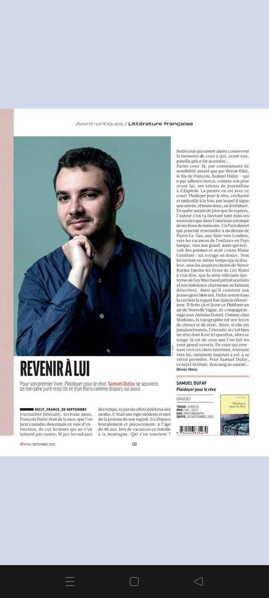 Samuel DUFAY (@samueldufay) on Twitter photo Merci à Olivier Mony, de <a href="/livreshebdo/">Livres Hebdo 📚</a> , pour cette critique de mon premier livre, Plaidoyer pour le rêve ! Merci à Olivier Mony, de <a href="/livreshebdo/">Livres Hebdo 📚</a> , pour cette critique de mon premier livre, Plaidoyer pour le rêve !