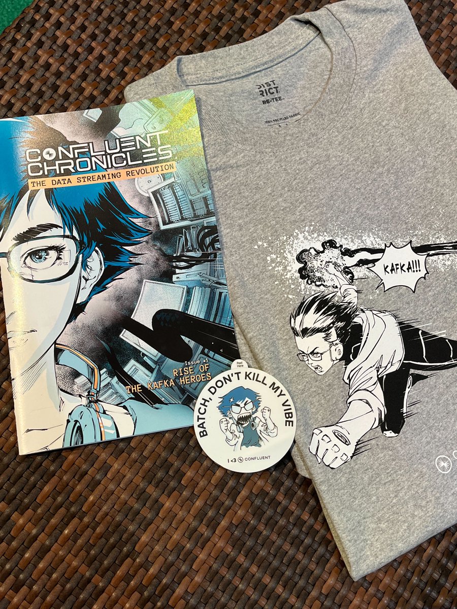 confluentinc's tweet photo. ���🌊  Calling all #Current23 attendees! We want to see your #StreamingSelfie throughout the next 2 days! Snap shots with your fave streamers, anywhere at the event! You're in for a chance to score a Confluent Chronicles Comic Book Swag Pack! Let the selfie game begin! 🤳 https://t.co/UqK7GJI0pP