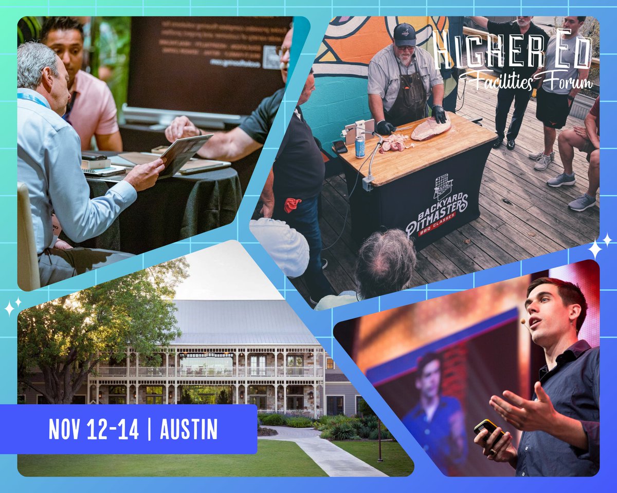 The Higher Ed Facilities Forum countdown has begun! Take a look at our agenda to see what's happening in Austin next month 📆 hubs.li/Q023sv2Q0

Haven't signed up yet?🌵 Secure one of the few remaining spots!

#HEFF #highered #higheredfacilities #facilitiesmanagement