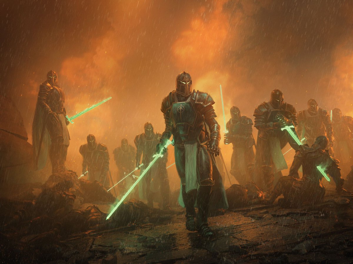 RCahillAuthor's tweet image. Can we break the internet? Is that still a thing?

The @binding_broken special edition of The Fall will soon go to press, and now it's time to reveal the last piece of art.

I give you 'The Duty of the Strong' by René Aigner.