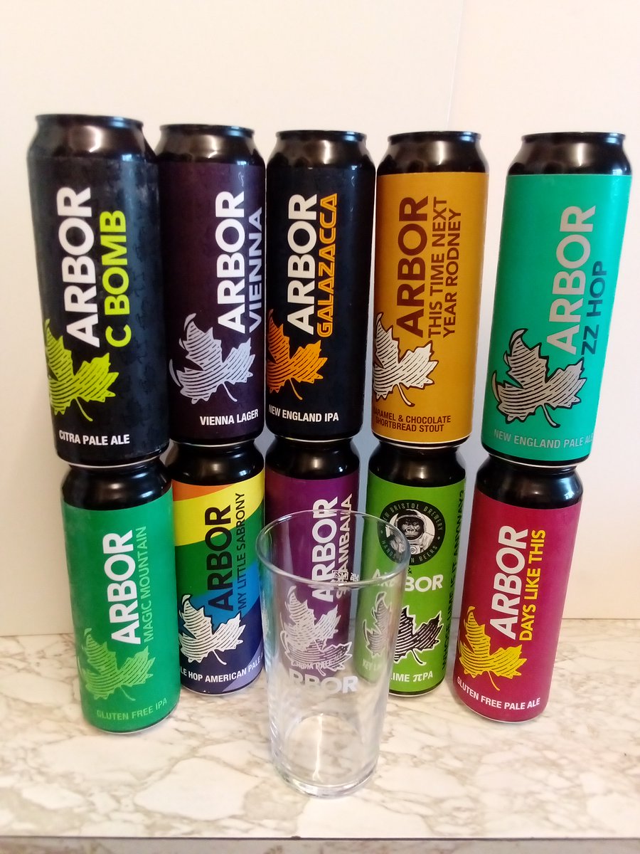 CraftBeerNeil1's tweet photo. Box 2 this month from @brewserbeer are the next lot of most photographed cans of beer from @ArborBrewingCo. A few high ABV's for the big boys and a stout for the stout lads. And a glass for the breweriana collectors. Thought I'd seen a sour somewhere #brewserbeer https://t.co/iKeb6IY1mm