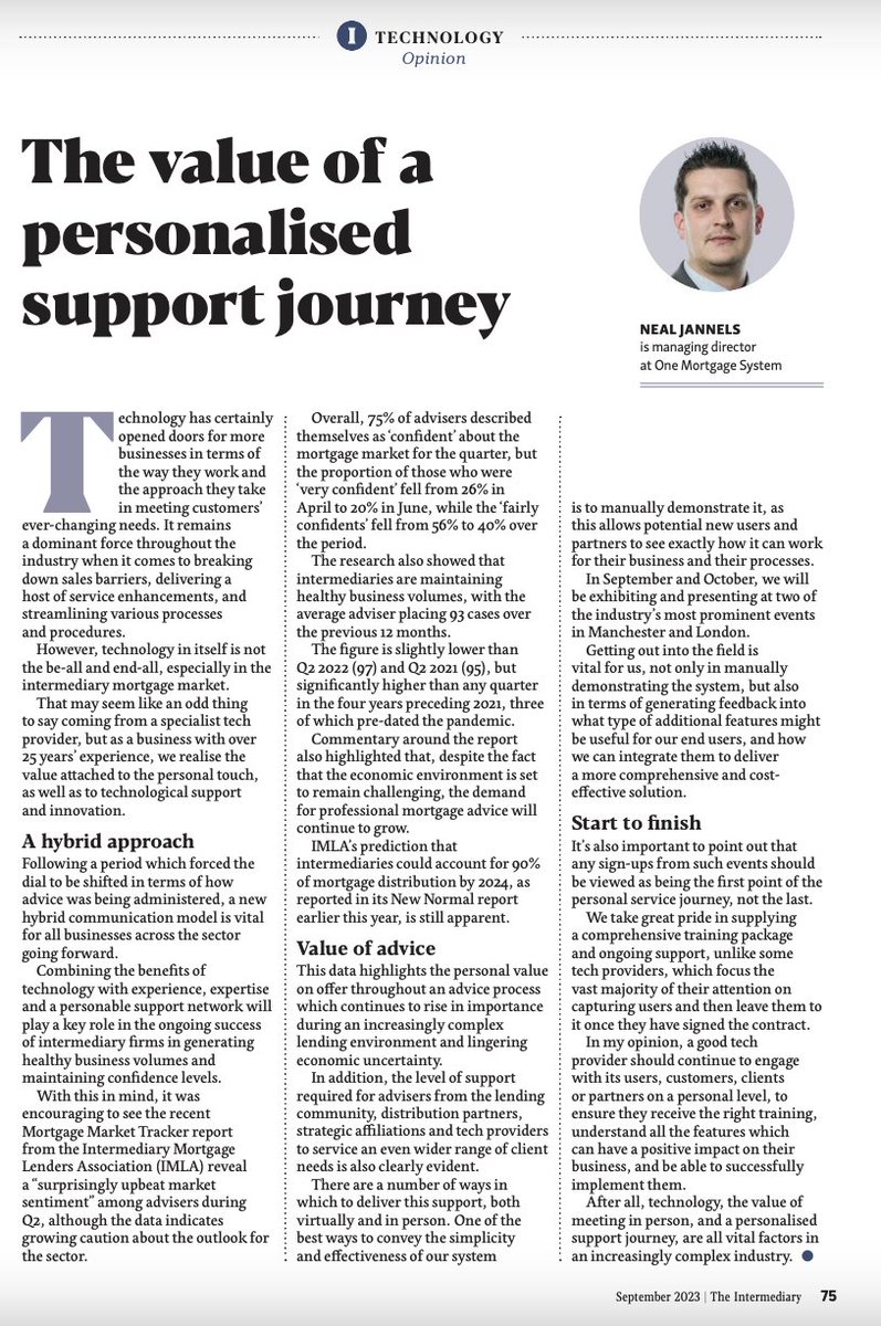 One Mortgage System (@onemortgagesys) on Twitter photo Our MD <a href="/njannels/">Neal Jannels</a> looks at the value of a personalised support journey in September's <a href="/IntermediaryUK/">The Intermediary</a> magazine
issuu.com/theintermediar… Our MD <a href="/njannels/">Neal Jannels</a> looks at the value of a personalised support journey in September's <a href="/IntermediaryUK/">The Intermediary</a> magazine
issuu.com/theintermediar…
