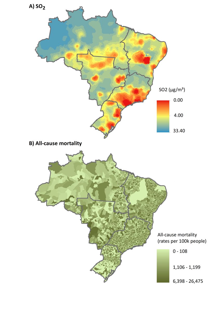 Glad to share our new study! This is the first nationwide study in Brazil that estimates the relationship between SO2 and mortality. Previous Brazilian studies were conducted in specific cities and did not provide a nationwide estimate. authors.elsevier.com/a/1hq0jAOMA1SsI