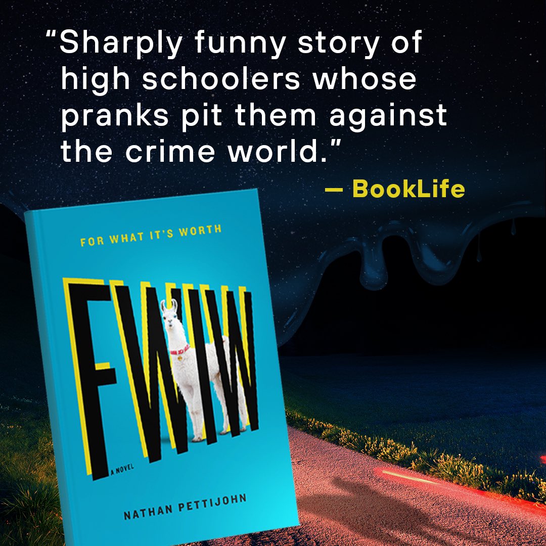 Today is the day! FOR WHAT IT’S WORTH is available everywhere! It’s a fun, absurd novel that involves a llama named Rudolfo.