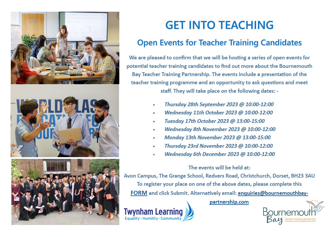 Two Rivers Institute (@tr_inst) on Twitter photo Looking to train to be a secondary school teacher in #BCP #Dorset, <a href="/BmthBayTTP/">BmthBayTTP</a> is hosting its first open event of the year <a href="/TheGrangeDorset/">The Grange School</a> on Thursday morning. Full details on the <a href="/BmthBayTTP/">BmthBayTTP</a> bournemouthbay-partnership.com/events/ Looking to train to be a secondary school teacher in #BCP #Dorset, <a href="/BmthBayTTP/">BmthBayTTP</a> is hosting its first open event of the year <a href="/TheGrangeDorset/">The Grange School</a> on Thursday morning. Full details on the <a href="/BmthBayTTP/">BmthBayTTP</a> bournemouthbay-partnership.com/events/