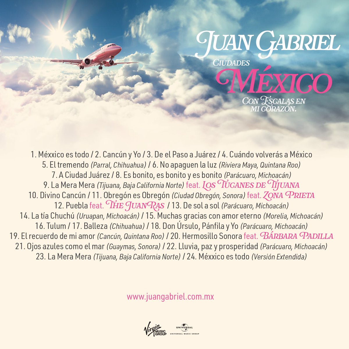 soyjuangabriel's tweet photo. Estas son las obras inéditas dedicadas a las ciudades favoritas de México de Juan Gabriel. Pre-guarda el álbum hoy! #Ciudades 
🎶https://t.co/r64yy5h9kG https://t.co/Xxf5Wh82jh