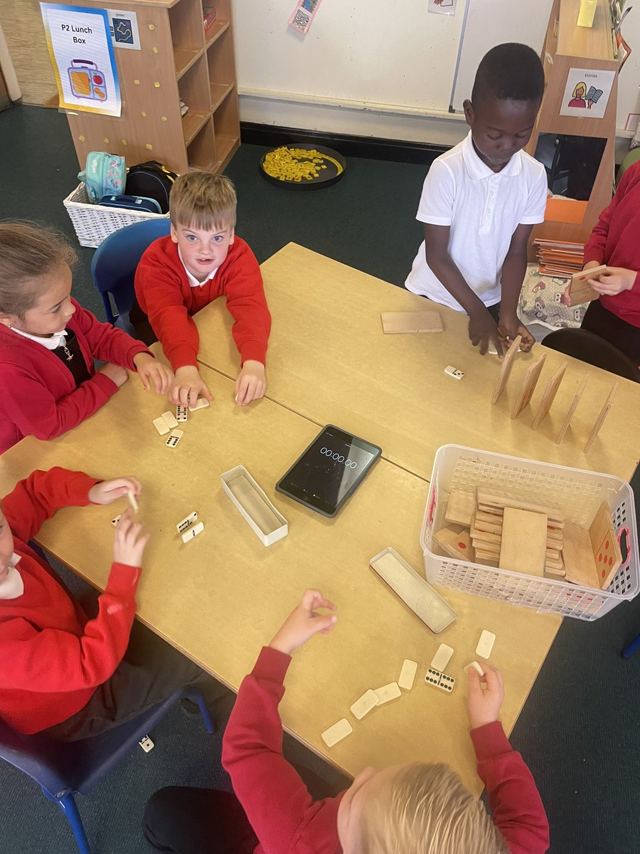 BowhouseP32's tweet photo. Today we made domino tracks and used a timer to see which one took the most and least time to all fall down! #MathsWeekScotland #MathsinMotion #BowMaths https://t.co/sHCQDYVB5g