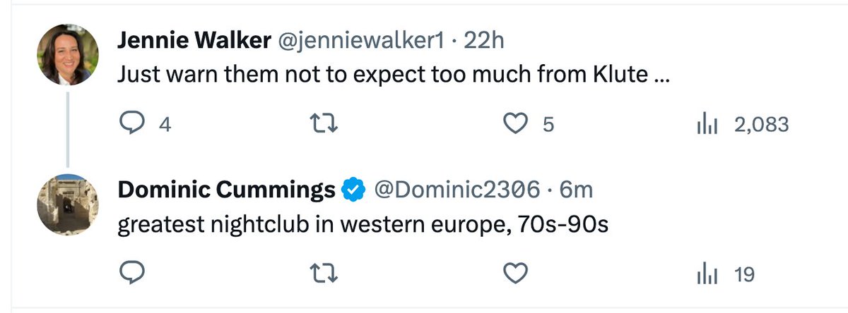 Just Dominic Cummings, popping up on someone's tweet about being a fresher at Durham