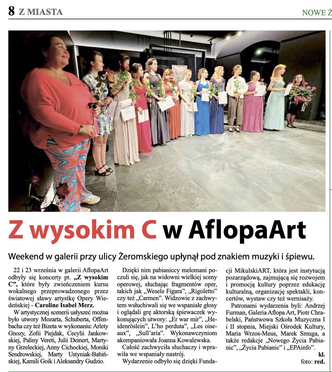 MikulskiART's tweet photo. „Koncert z wysokim C” CONGRATULATIONS #MikulskiART #OperaAcademy #AflopaArt #CarolineMerz #DariuszMikulski #Pabianice #NZP https://t.co/AH7yrKKvTo https://t.co/jz2miWZnzD