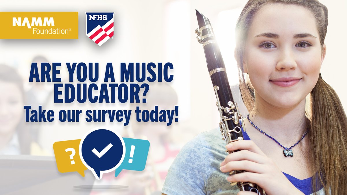 Closing on September 29! K-12 Music Educators: Share your experience with the Music Educator Satisfaction Survey from <a href="/NFHS_Org/">NFHS</a>. Your answers will help inform career development resources for music educators bit.ly/3t063M4